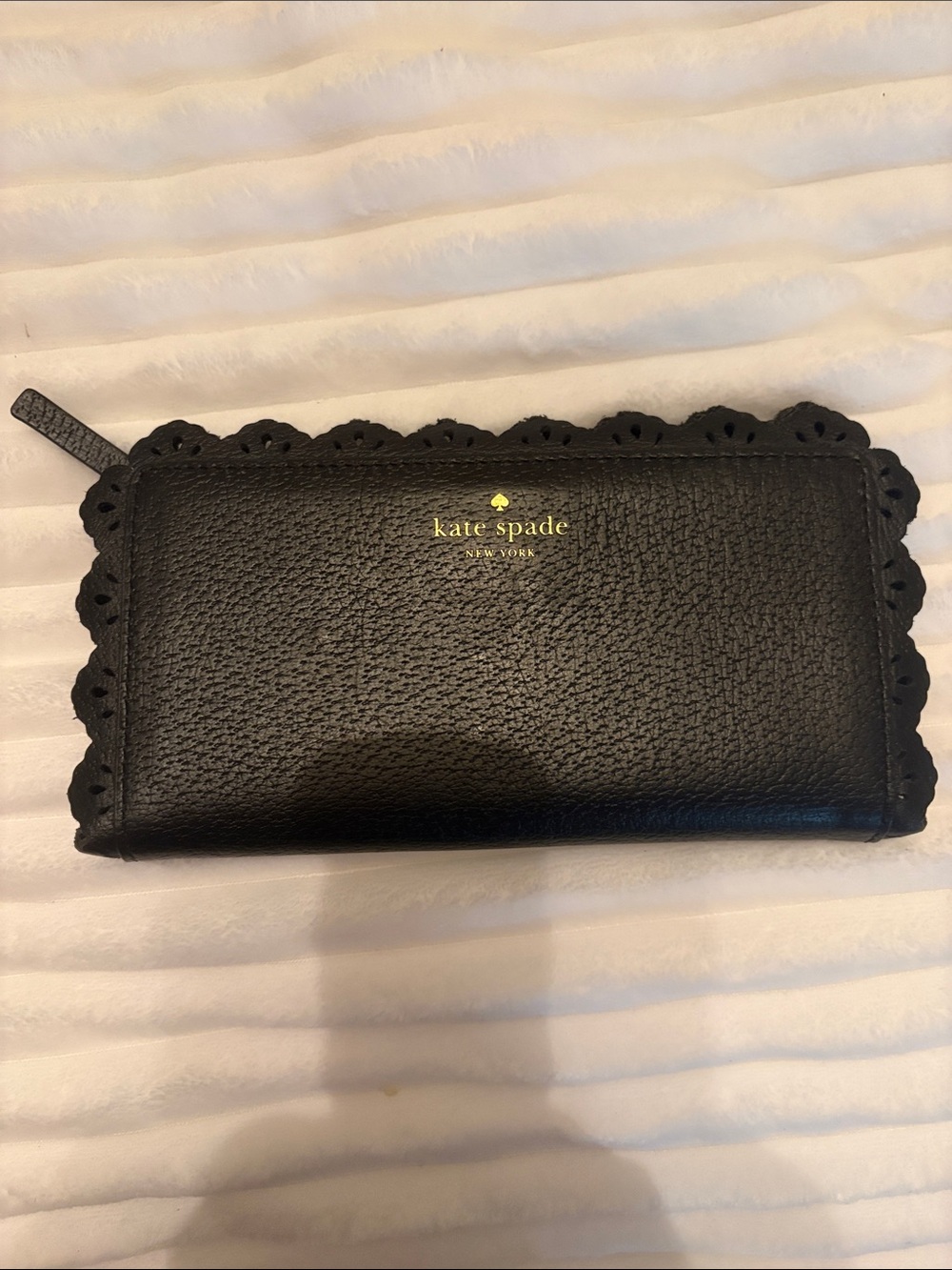 kate spade Black Scalloped Edge Zip-Around Wallet